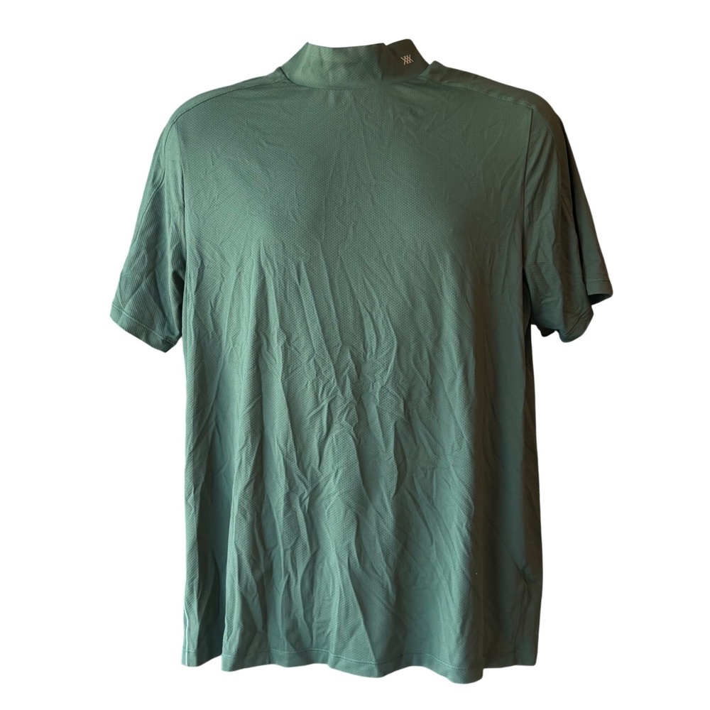 Rhone Mock Neck Short Sleeve Shirt Green Performance Men's Size Medium